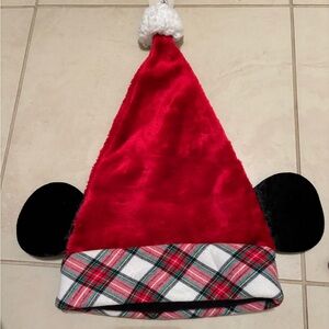Disney Santa Hat w/ Mouse Ears - Mickey Mouse Holiday Plaid